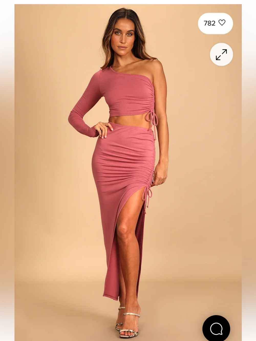 Trendy Mauve Ruched Two-piece Maxi Dress
